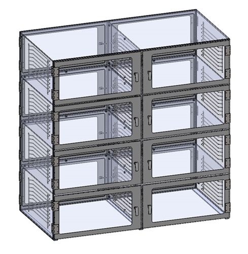 Pass Through Desiccators, Two-Side Access,Clear Acrylic,Eight Chamber,48W"x24D"x48H" Pass Through Desiccators, Two-Side Access,Clear Acrylic,Eight Chamber,48W"x24D"x48H"